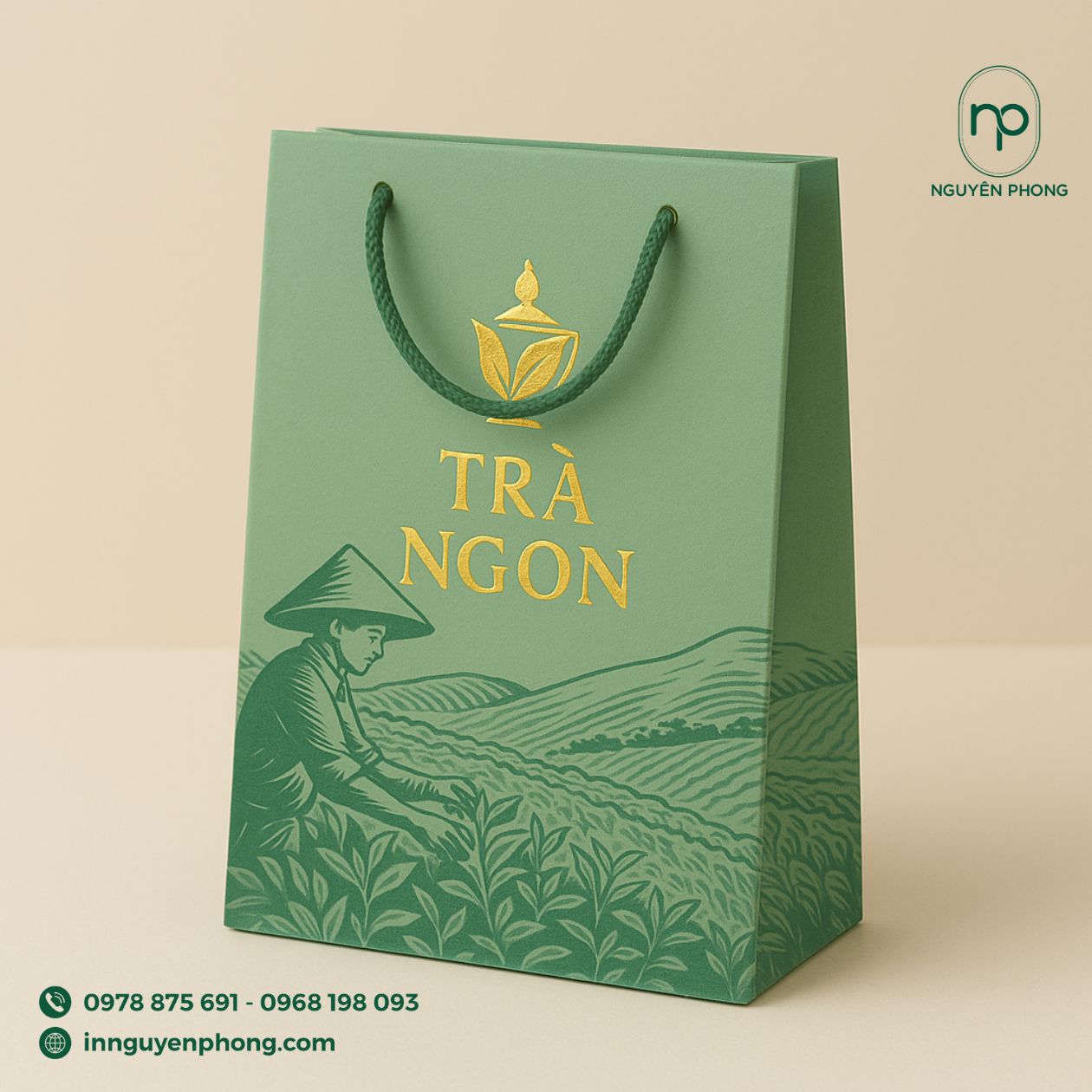 Mẫu logo in trên túi giấy đựng trà